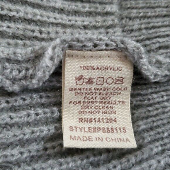 Cable Knit Turtleneck Sweater Dress M Below Knee Heather Gray Soft Girl Mia Tess - Picture 6 of 7